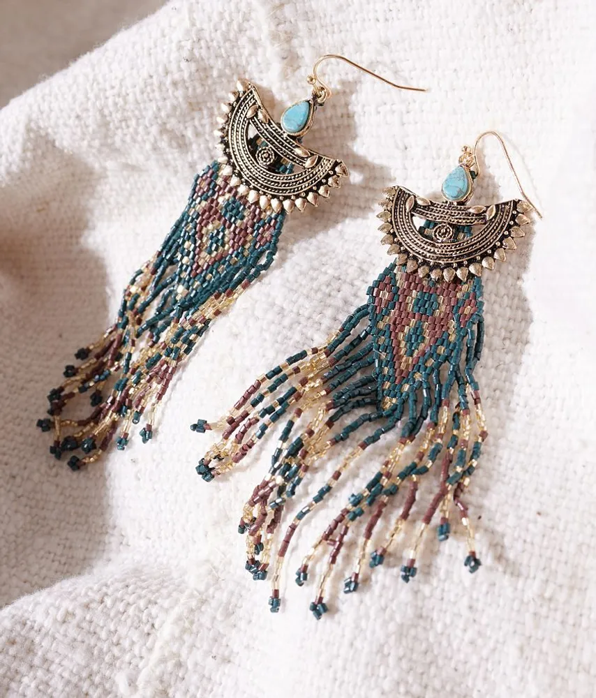 Seed Bead Fringe Earring