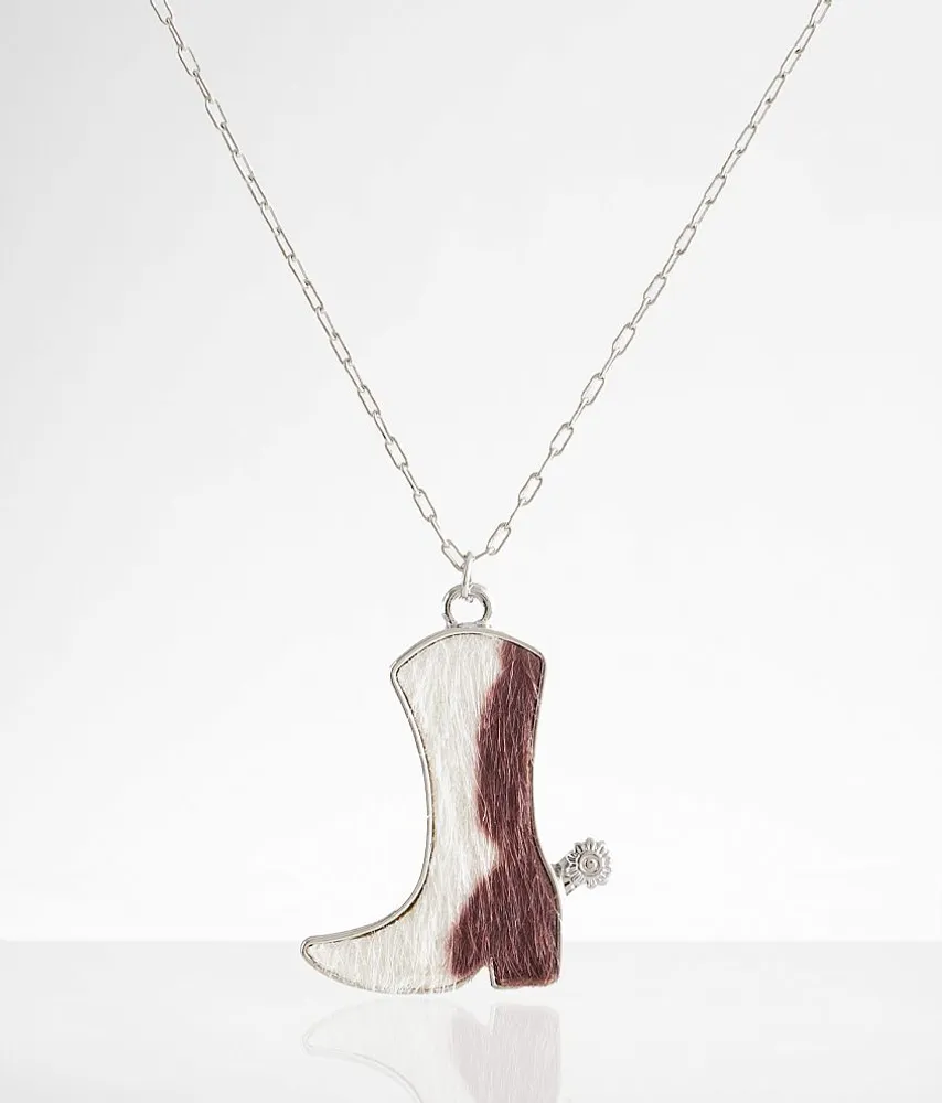 boutique by BKE Faux Fur Cowboy Boot Necklace