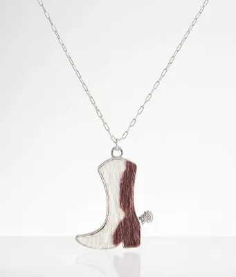 boutique by BKE Faux Fur Cowboy Boot Necklace