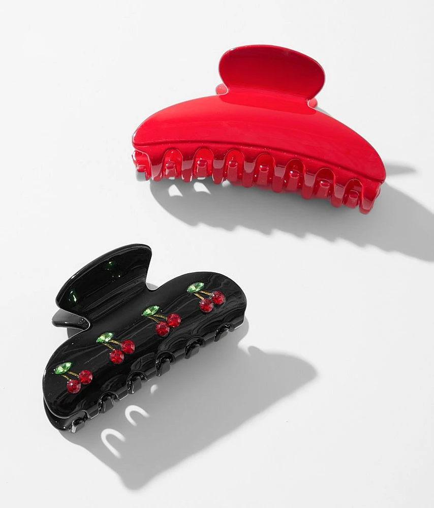 2 Pack Cherry Hair Claw Clips