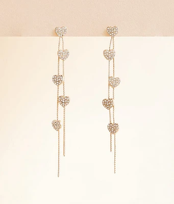 boutique by BKE Glitz Heart Fringe Earring