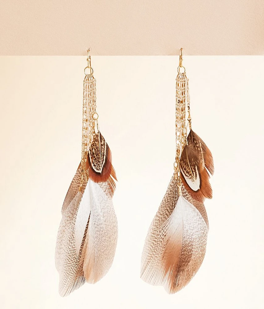 Feather Fringe Drop Earring
