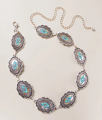 BKE Turquoise Bead Chain Belt