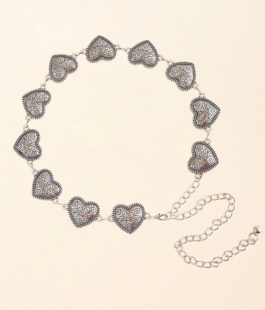 Embossed Heart Chain Belt