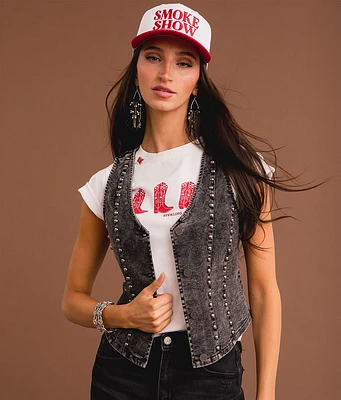 Studded Denim Vest
