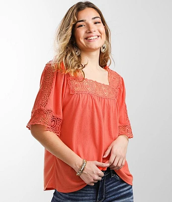 Daytrip Crochet Trim Top