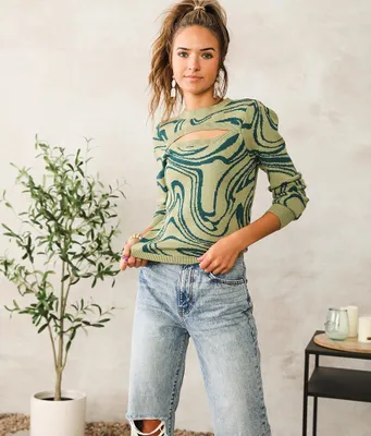 Willow & Root Marbled Cut-Out Sweater
