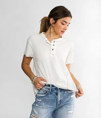 BKE Brushed Waffle Knit Henley
