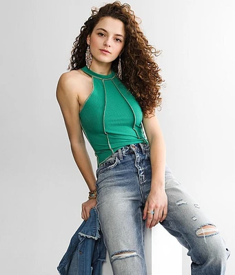 Gilded Intent High Neck Ribbed Tank Top