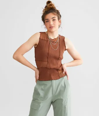 Gilded Intent Patchwork Rib Knit Tank Top