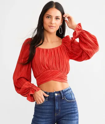 Willow & Root Pleated Wrap Top