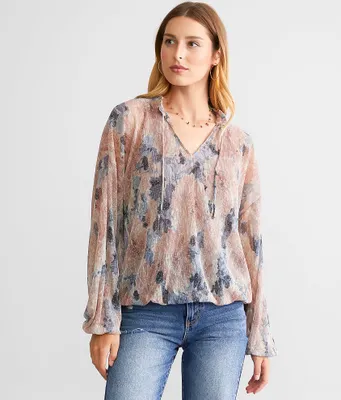 Daytrip Metallic Mesh Top