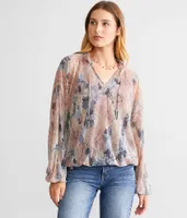 Daytrip Metallic Mesh Top