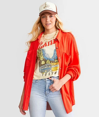 BKE Brushed Rib Knit Oversized Boyfriend Shirt