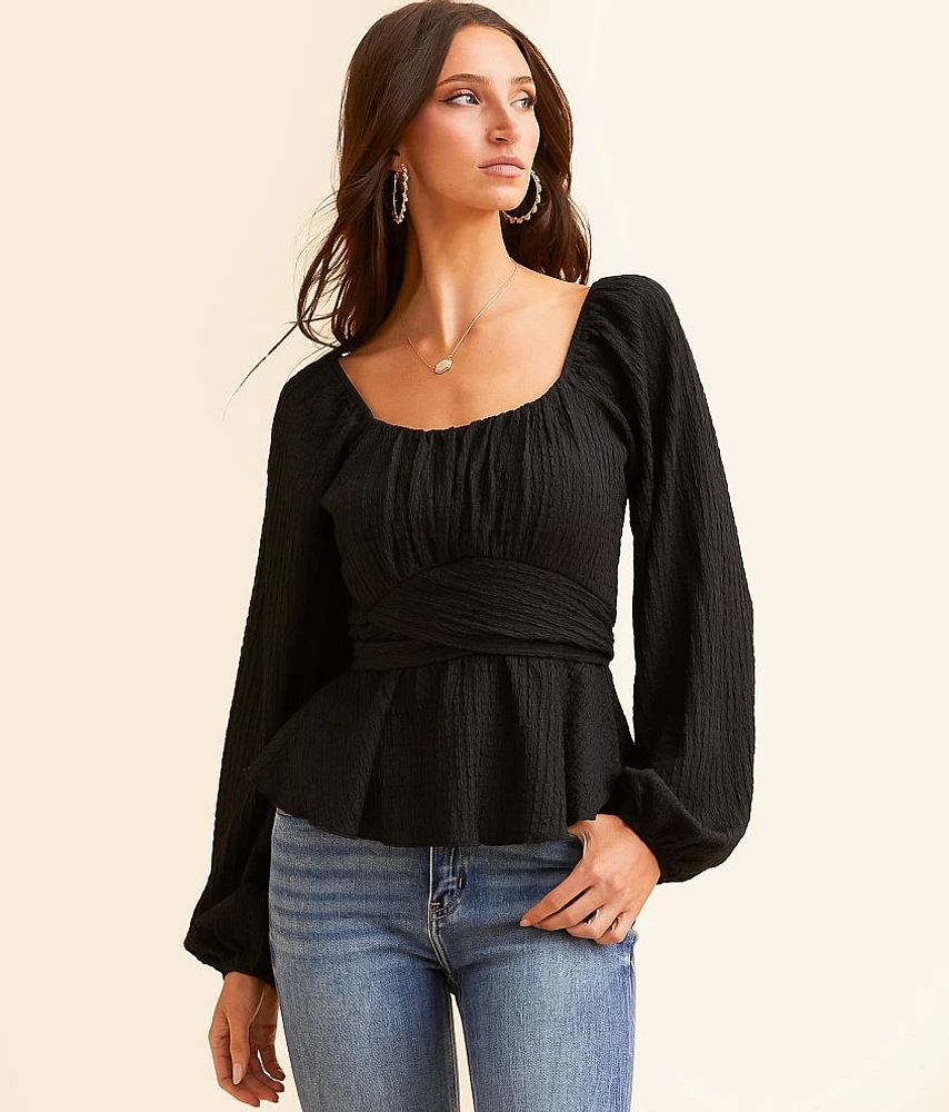 Textured Peplum Top
