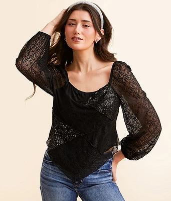 Willow & Root Sequin Lace Hanky Top