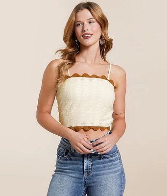 Willow & Root Scallop Trim Cropped Tank Top