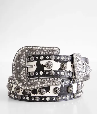 BKE Glitz Cow Print Fur Leather Belt