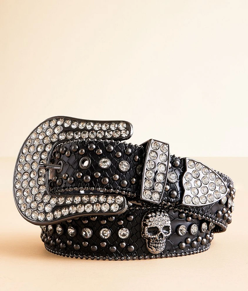 Glitz Skull Leather Belt