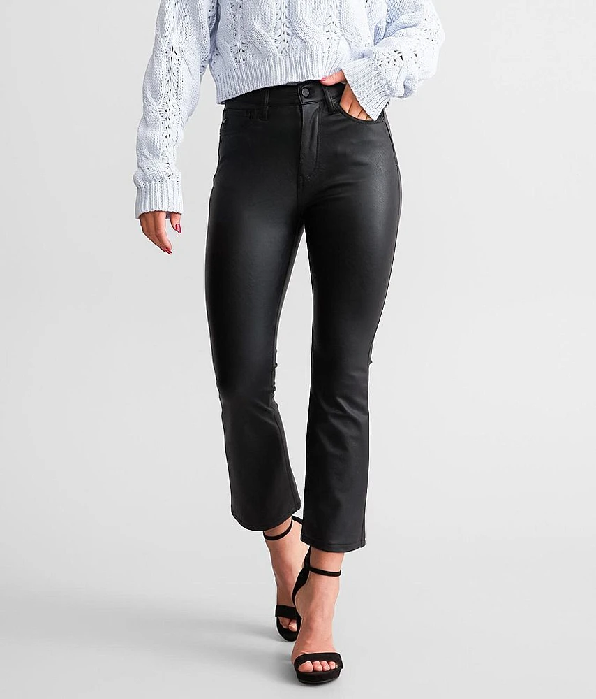 KanCan Faux Leather High Rise Cropped Flare Pant