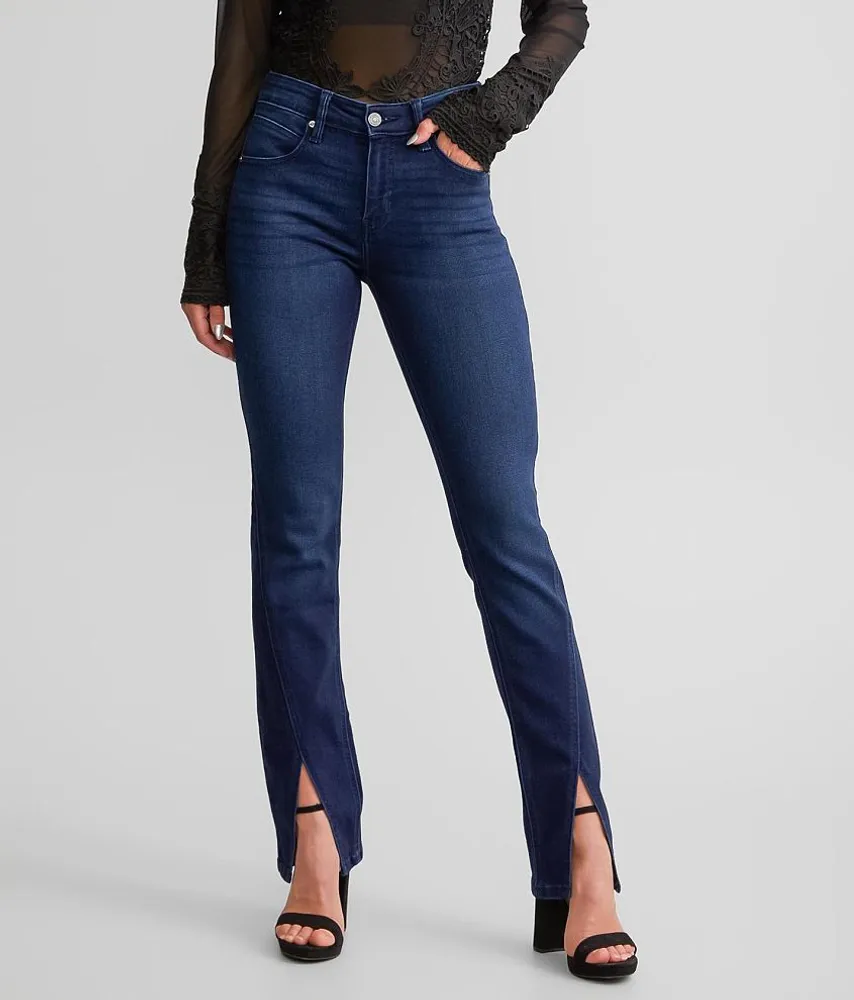 Mid-Rise Split Straight Stretch Jean