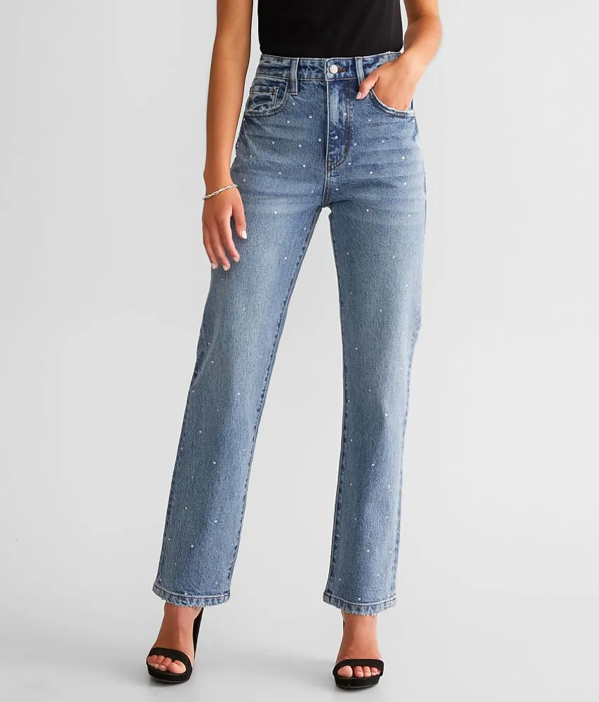 Rhinestone 90's Straight Stretch Jean