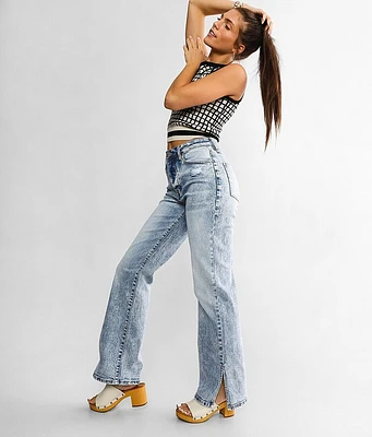 Gilded Intent 90's Split Hem Wide Leg Stretch Jean