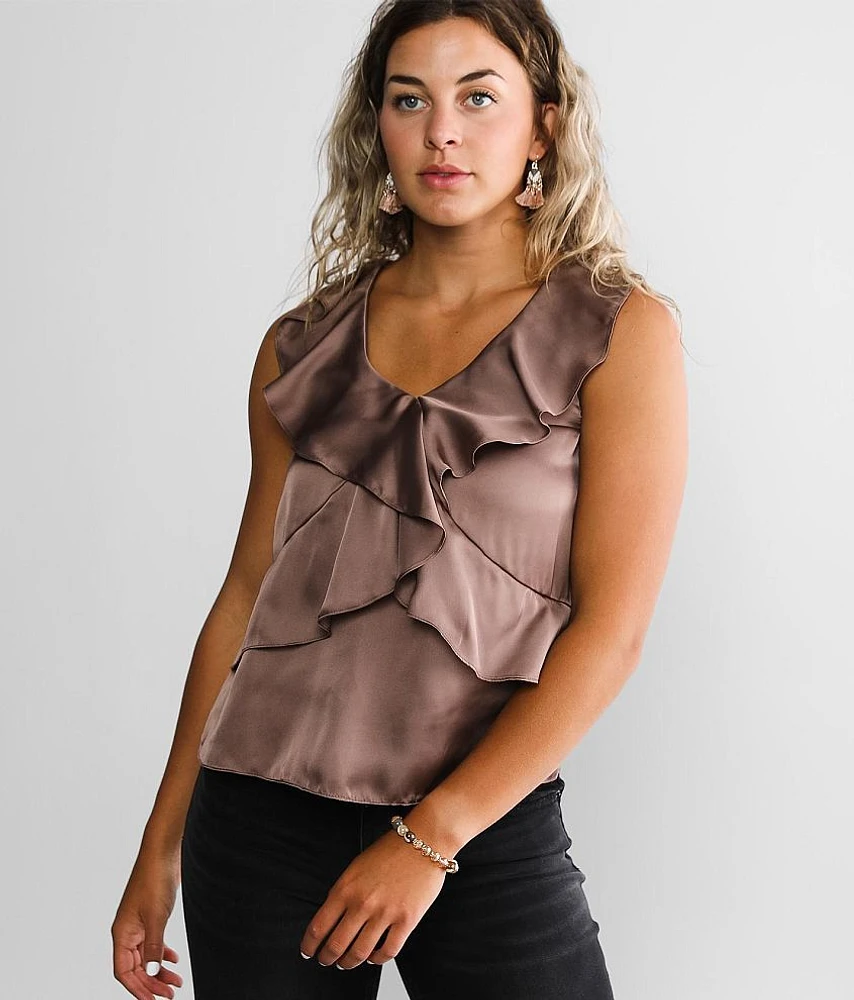 Ruffled Satin Tank Top