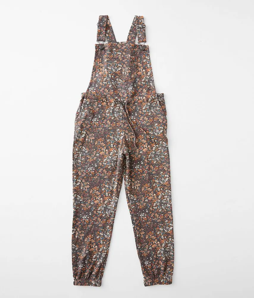 Girls - Floral Print Overalls