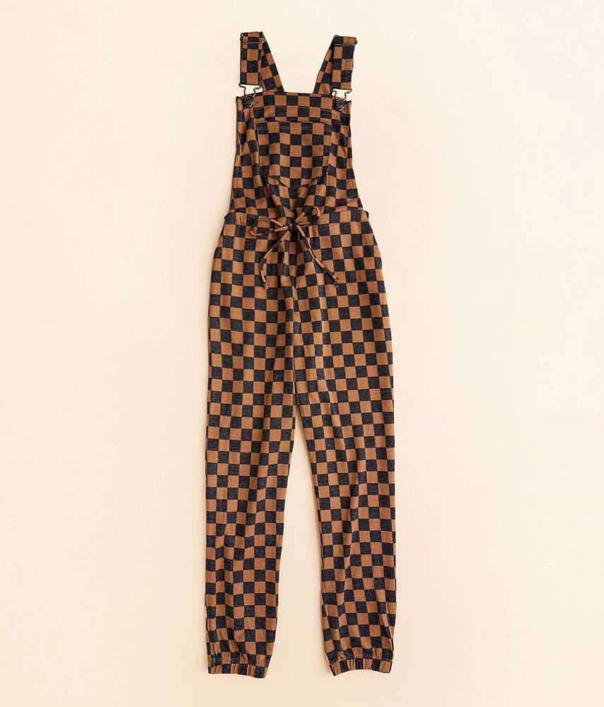 Girls - Checker Knit Overalls