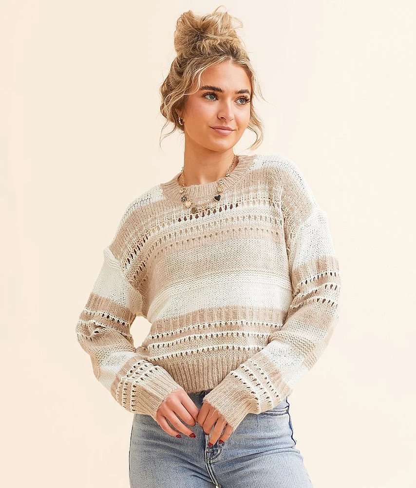 Pointelle Cropped Sweater