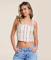 Willow & Root Floral Linen Blend Corset Tank Top