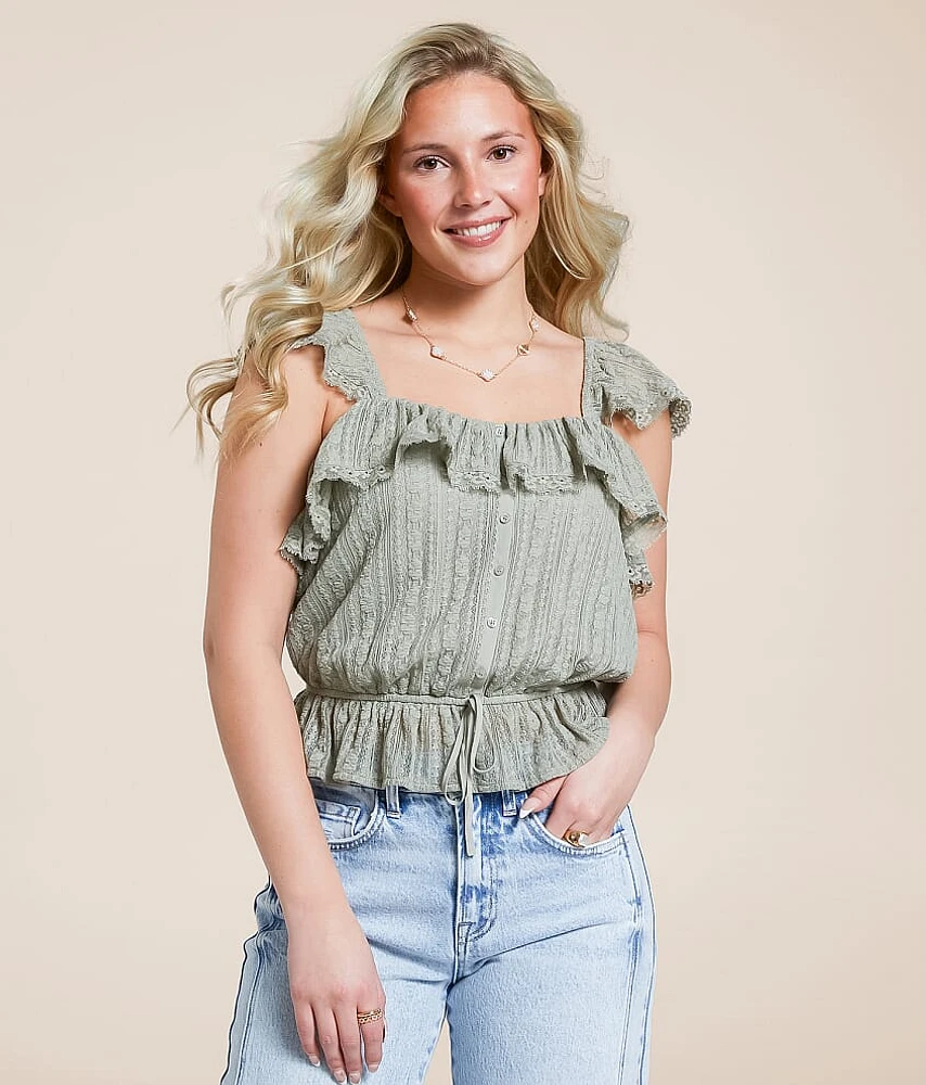 Willow & Root Eyelash Lace Flutter Tank Top