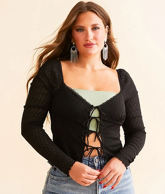 Willow & Root Front Tie Lace Top