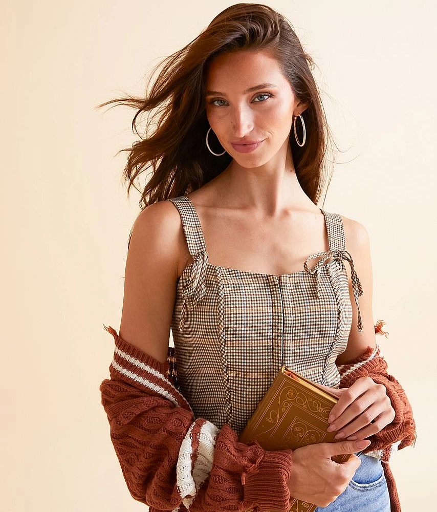 Willow & Root Plaid Cropped Corset Tank Top