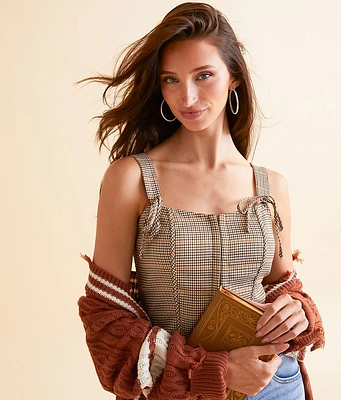 Willow & Root Plaid Cropped Corset Tank Top