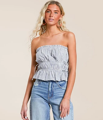 Willow & Root Striped Ruffle Tube Top