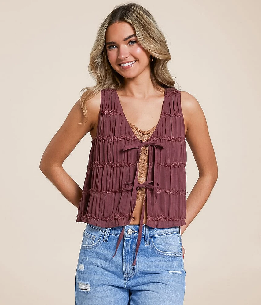 Willow & Root Chiffon Front Tie Tank Top