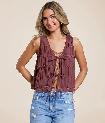 Willow & Root Chiffon Front Tie Tank Top
