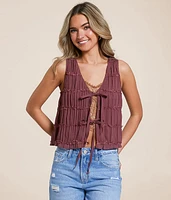 Willow & Root Chiffon Front Tie Tank Top