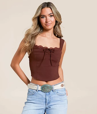Willow & Root Lace Trim Cropped Tank Top