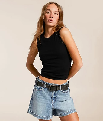 Gilded Intent Cut-Out Studded Tank Top