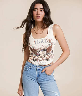 La Land Iron Horse Corset Cropped Tank Top
