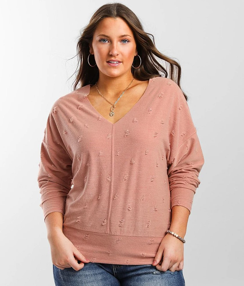 Destructed Drop Shoulder Top