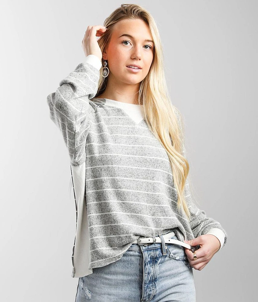Striped Raw Edge Top