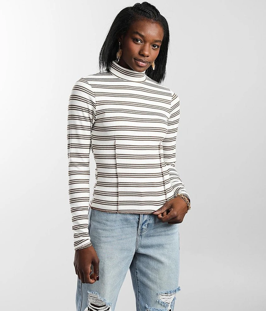 Striped Mock Neck Top