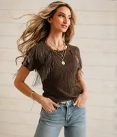 Sterling & Stitch Chain Fringe Top
