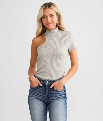 red by BKE Asymmetrical One Shoulder Top