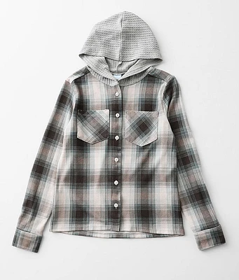 Girls - BKE Plaid Hooded Shirt