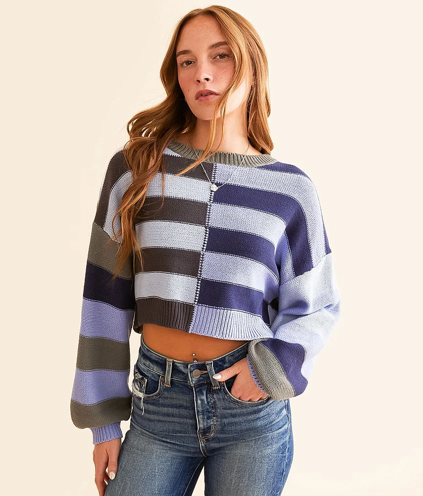 Offset Stripe Cropped Sweater